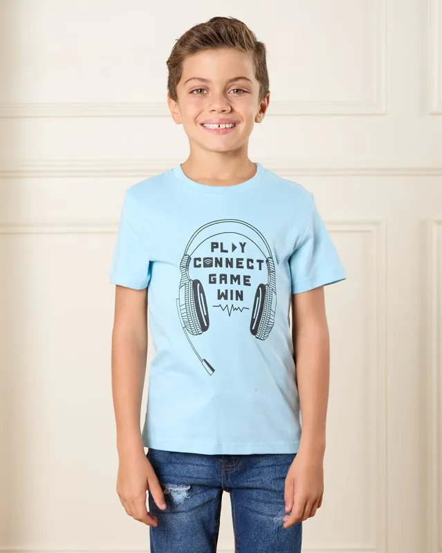 Boys Blue Printed T-Shirt sold by Redtag