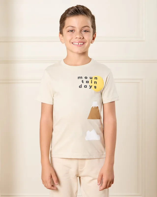 Boys Beige Printed T-Shirt sold by Redtag