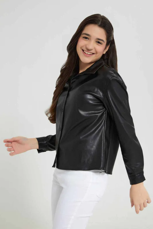 Black Embellished Shirt For Senior Girls sold by Redtag