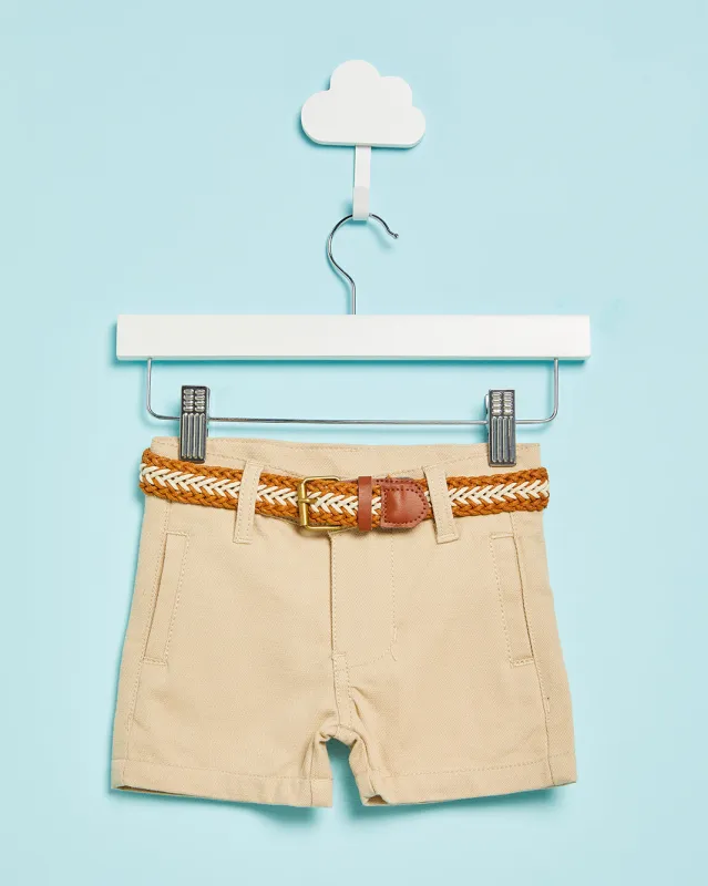 Infant Boys Beige Belted Chino Shorts sold by Redtag