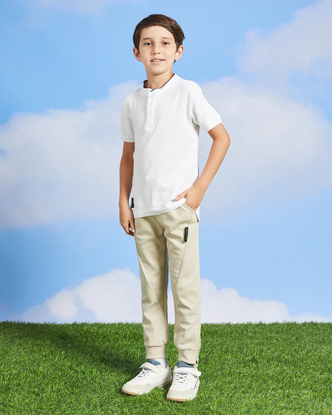 Boys Beige Solid Track Pants sold by Redtag product image thumbnail 2