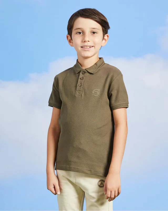 Boys Green Printed Polo Shirt sold by Redtag