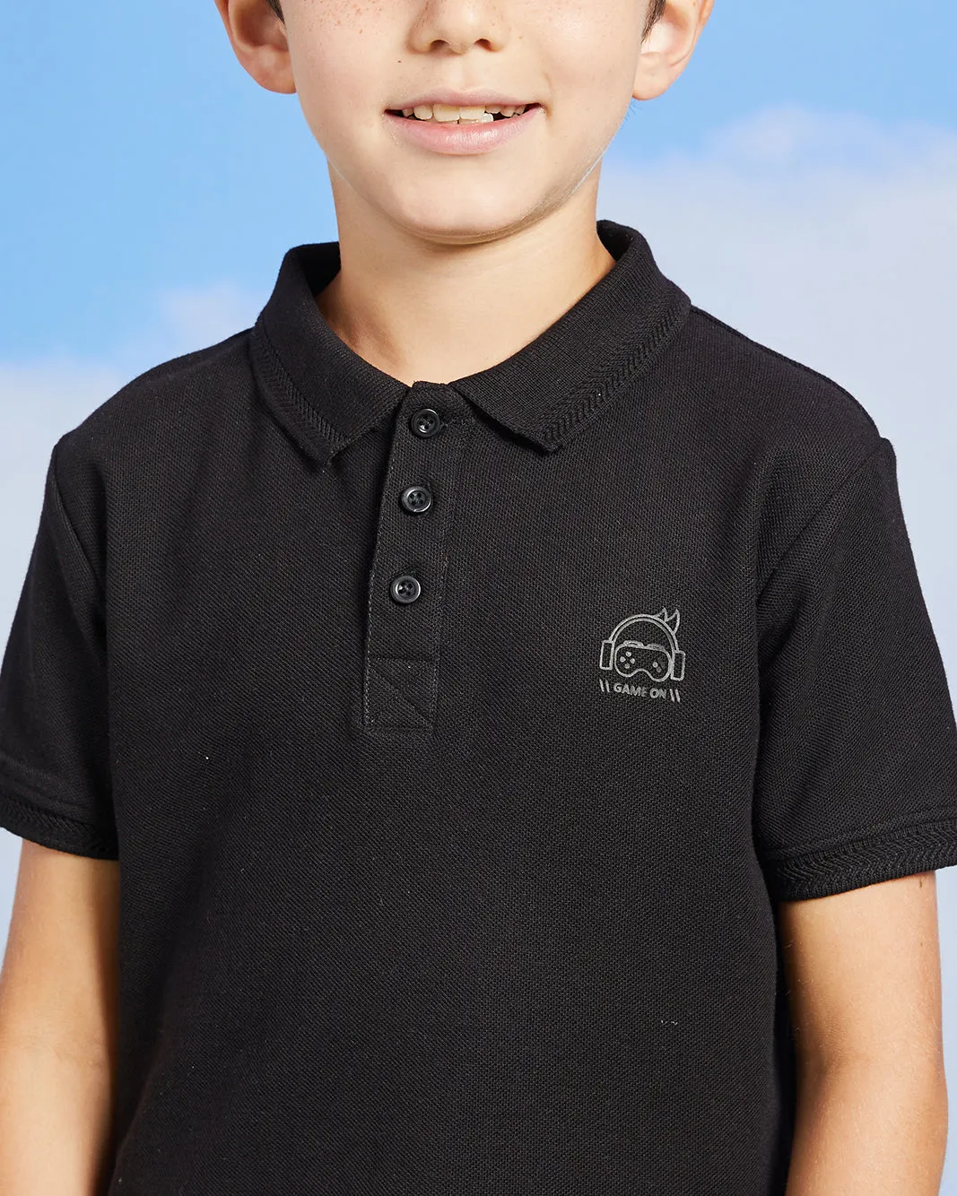 Boys Black Printed Polo Shirt sold by Redtag product image thumbnail 4