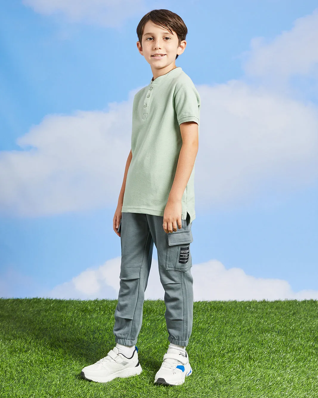 Boys Mint Basic Mandarin Collar Polo Shirt sold by Redtag product image thumbnail 2