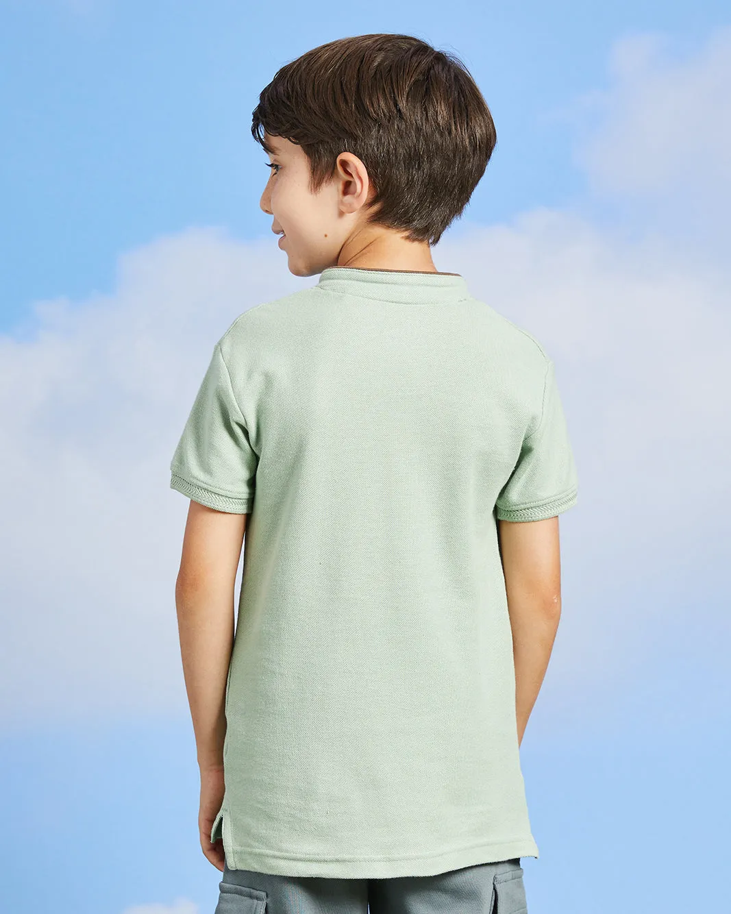 Boys Mint Basic Mandarin Collar Polo Shirt sold by Redtag product image thumbnail 3