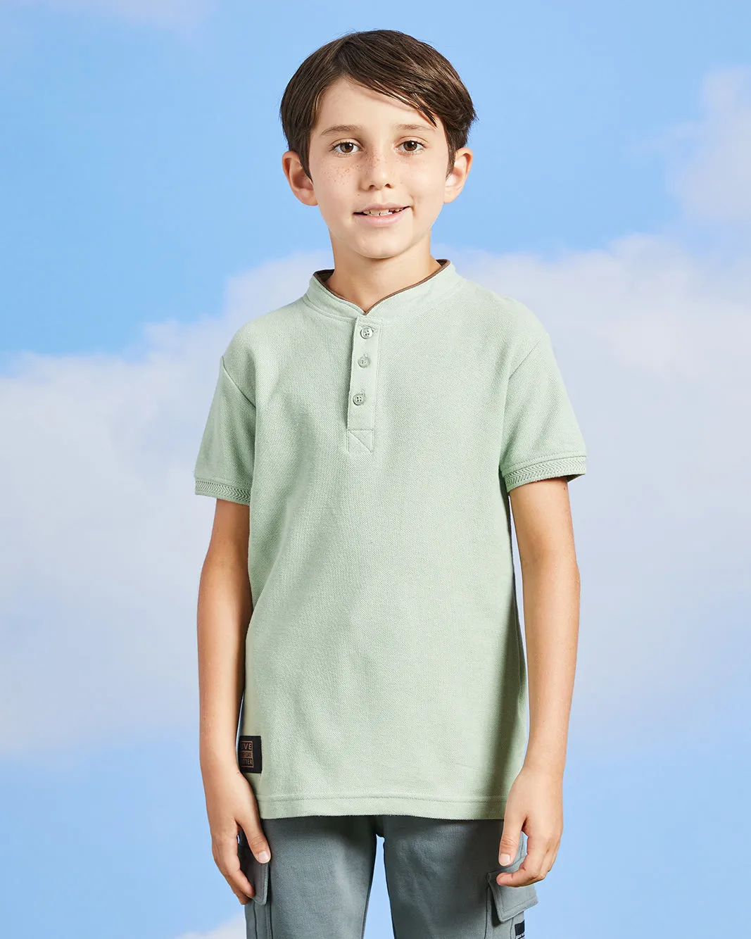 Boys Mint Basic Mandarin Collar Polo Shirt sold by Redtag