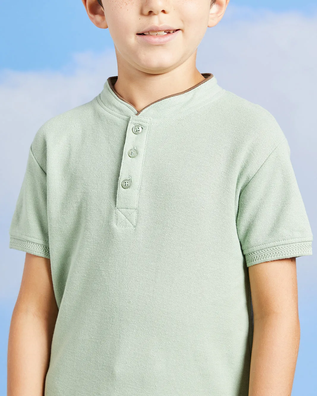 Boys Mint Basic Mandarin Collar Polo Shirt sold by Redtag product image thumbnail 4