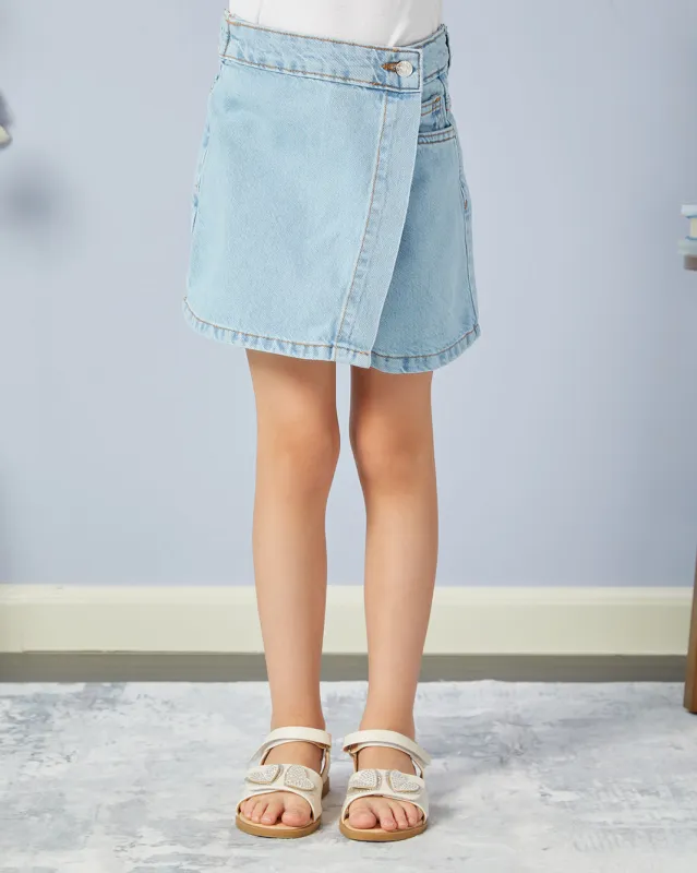 Girls Blue Denim Shorts sold by Redtag