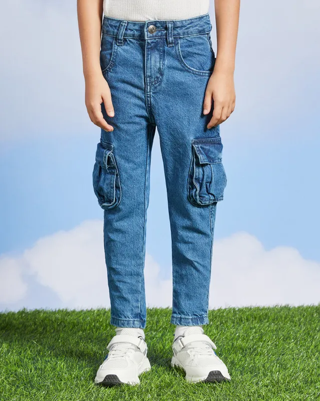 Boys Blue  Cargo Pocket Jeans sold by Redtag