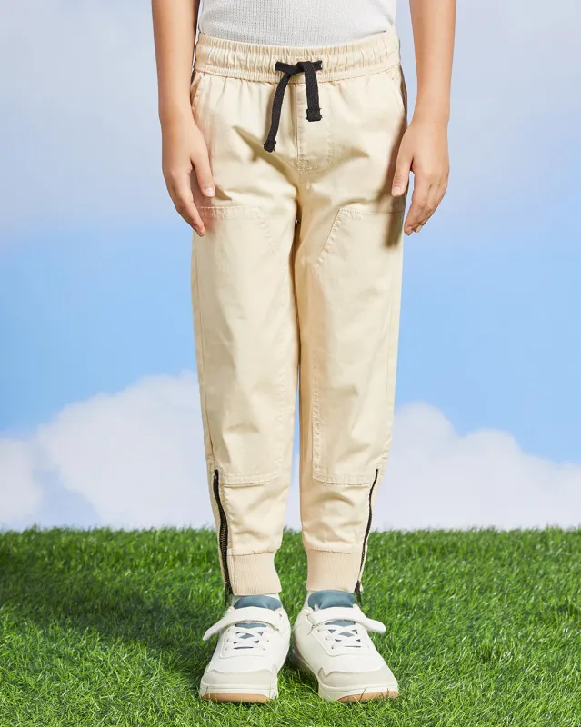 Boys Beige Jogger Trouser sold by Redtag