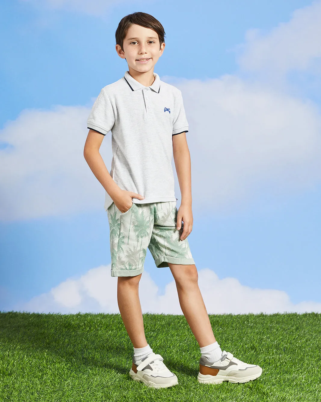 Boys Grey Console Embroidery Polo Shirt sold by Redtag product image thumbnail 2