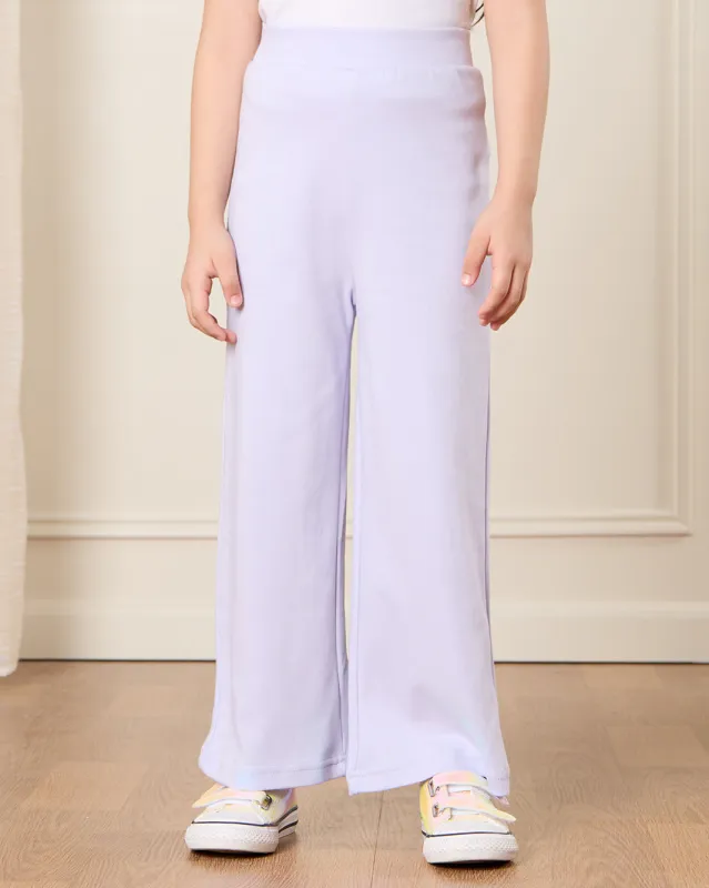 Girls Lilac Solid Wide Leg Pants sold by Redtag