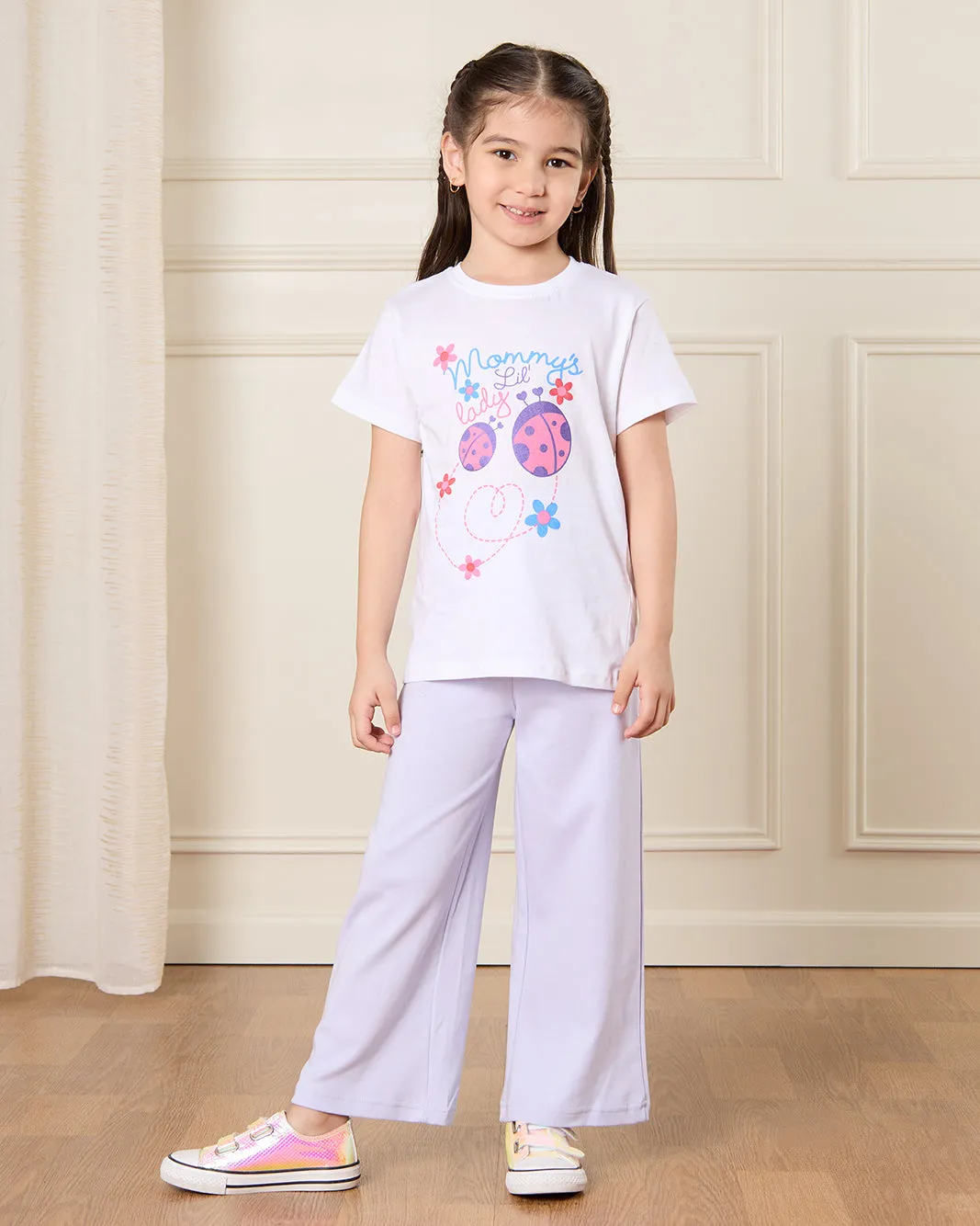 Girls Lilac Solid Wide Leg Pants sold by Redtag product image thumbnail 2