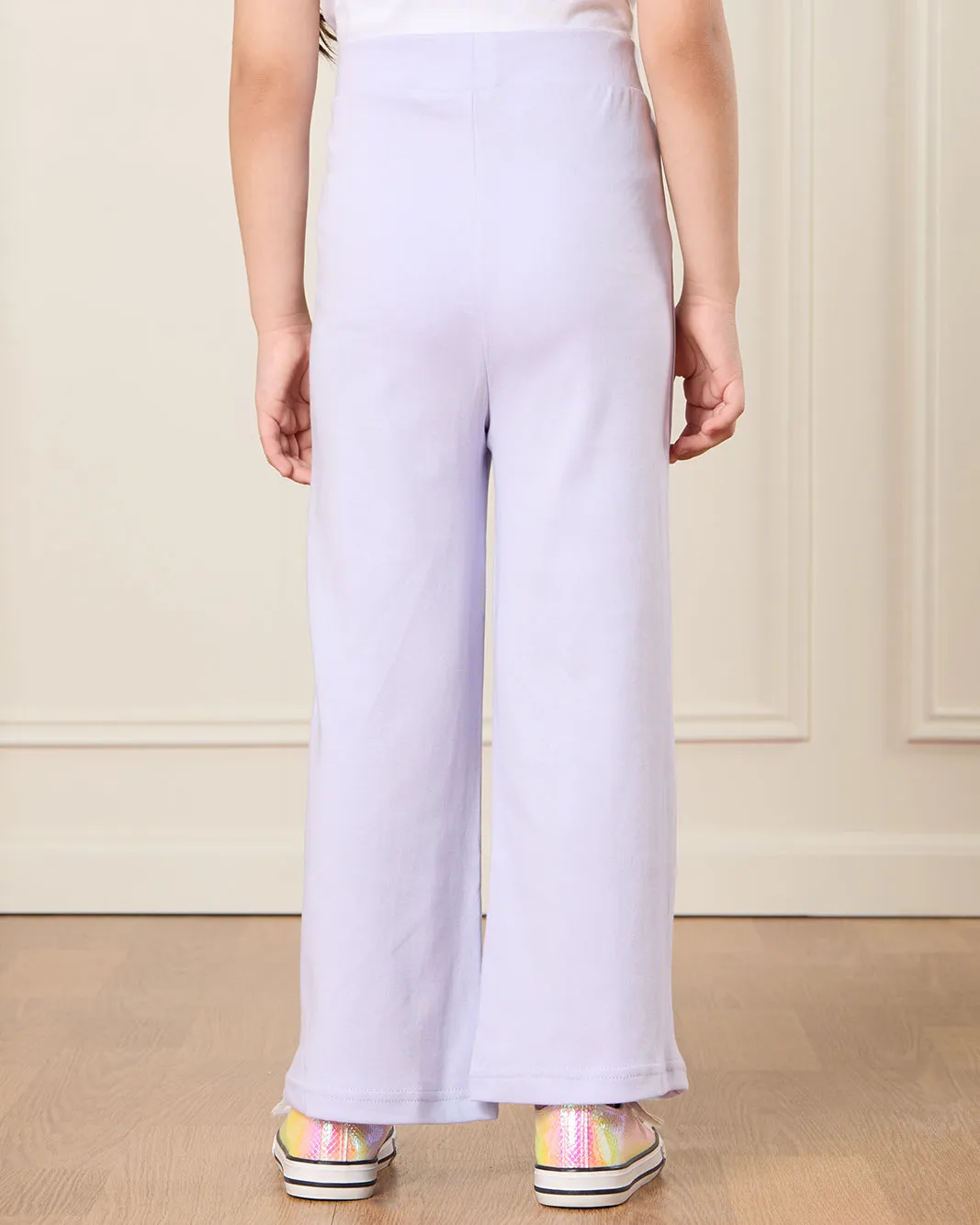 Girls Lilac Solid Wide Leg Pants sold by Redtag product image thumbnail 3