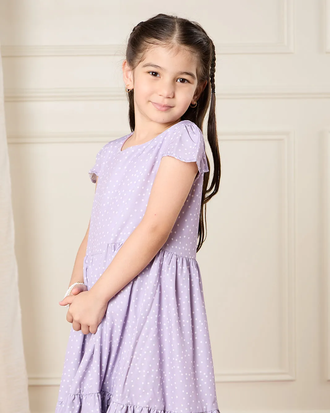 Girls Lilac Polka Dots Dress sold by Redtag product image thumbnail 2