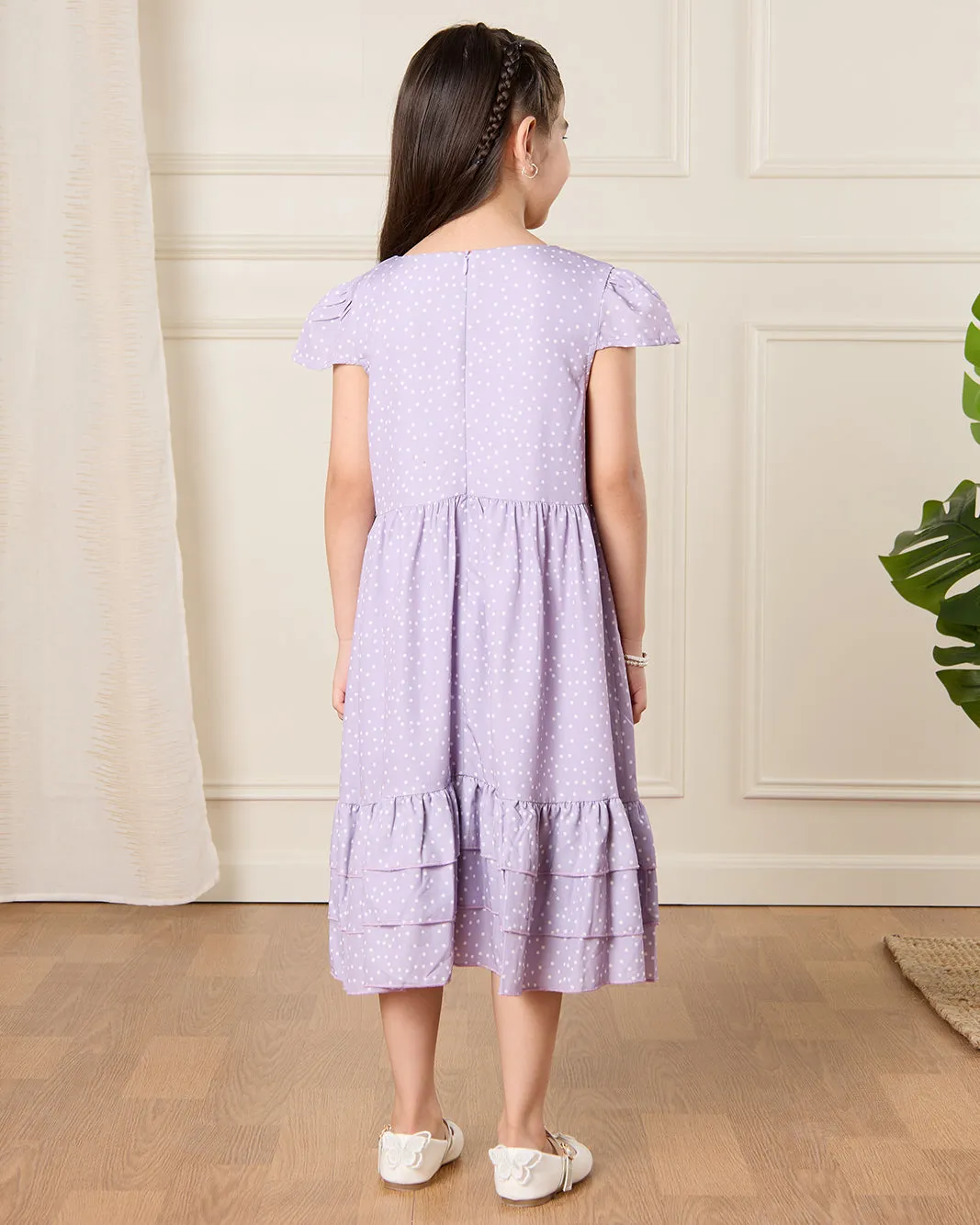 Girls Lilac Polka Dots Dress sold by Redtag product image thumbnail 3