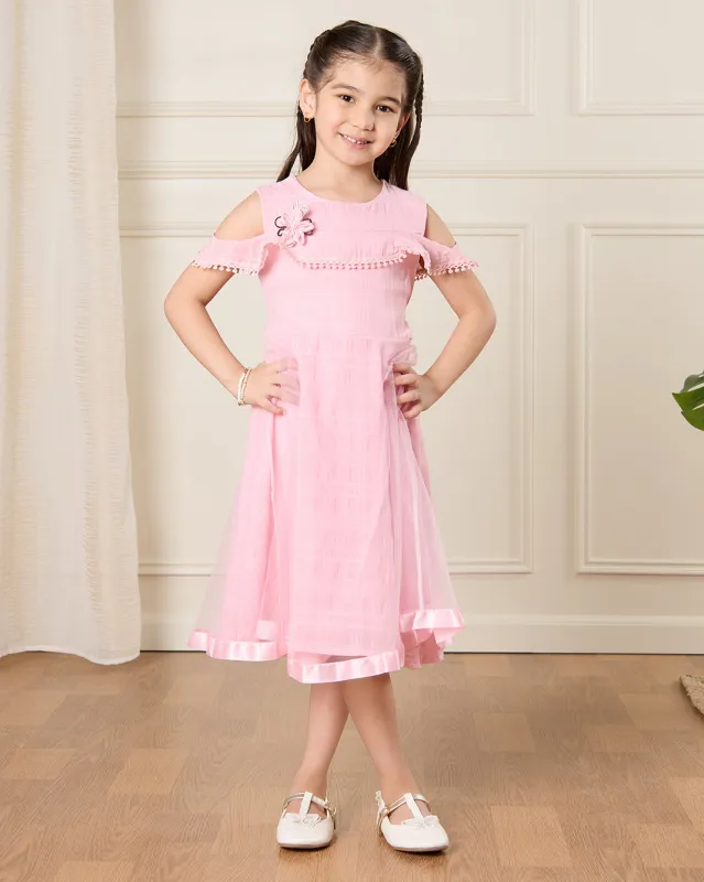 Girls Pink Floral Embellished Dress sold by Redtag