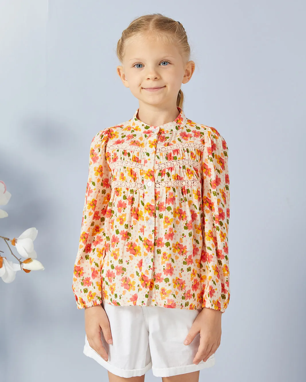 Girls Beige Floral Print Top sold by Redtag