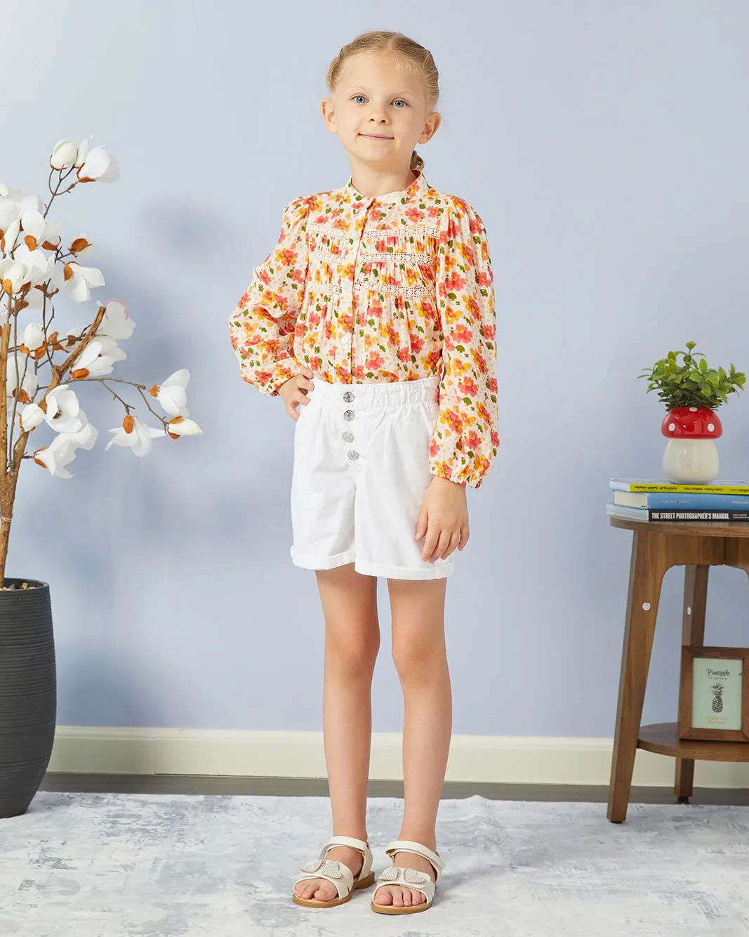 Girls Beige Floral Print Top sold by Redtag product image thumbnail 2