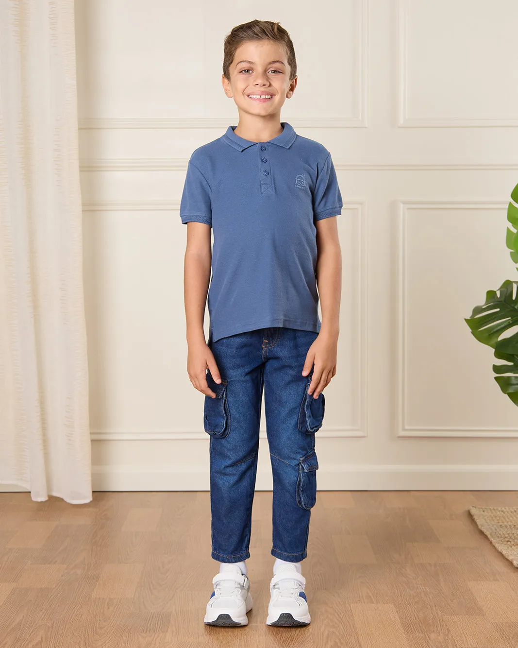 Boys Blue Collared Polo Shirt sold by Redtag product image thumbnail 2