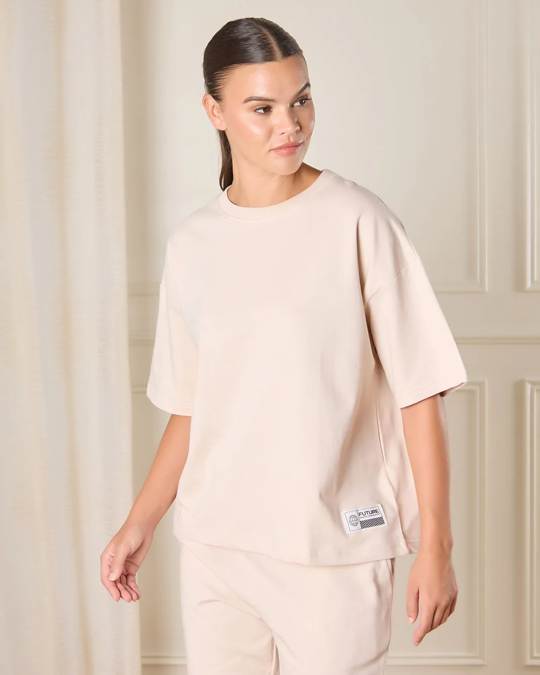 Women Beige Solid Active T-Shirt sold by Redtag