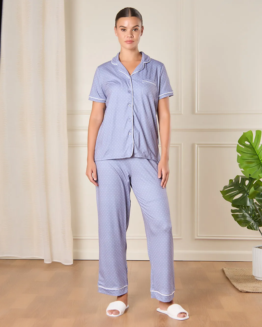 Women Blue Dotted Pajama Set (2 Piece) sold by Redtag