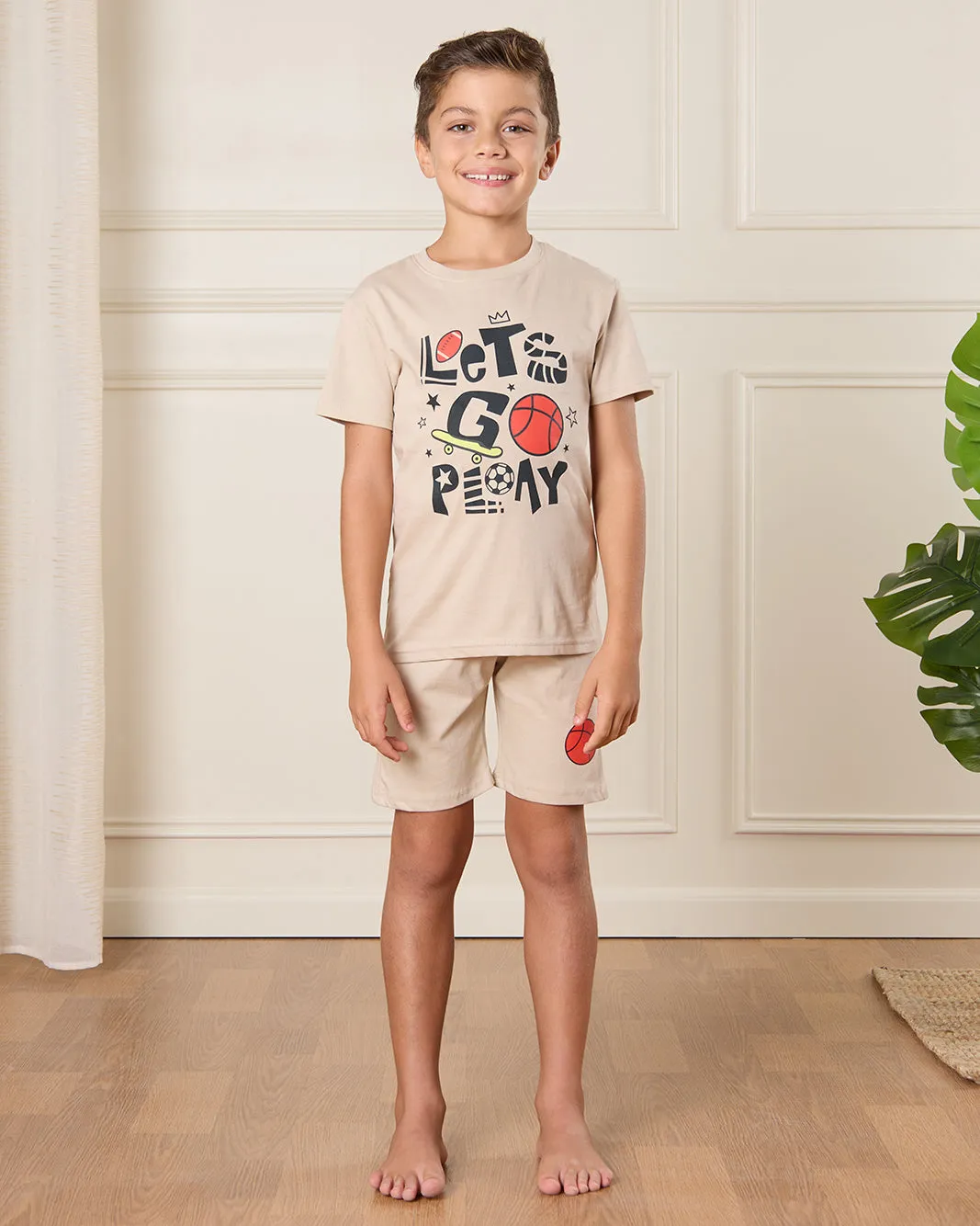 Boys Beige Printed Pyjama Set (2 Piece) sold by Redtag