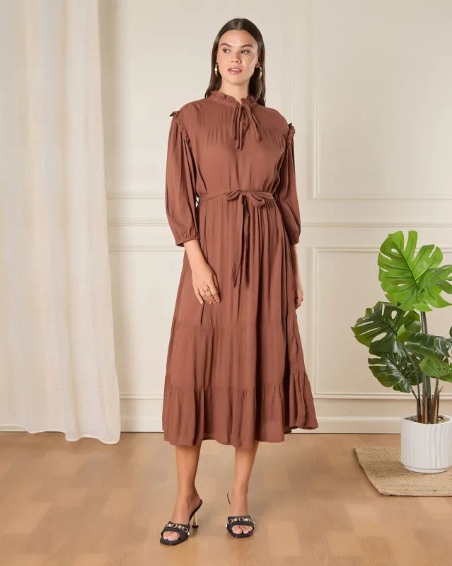 Women Brown Maxi Casual Dress sold by Redtag