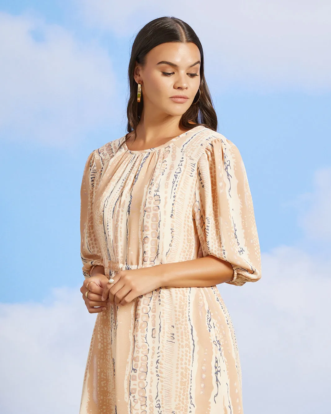 Women Beige Printed Dress sold by Redtag product image thumbnail 2