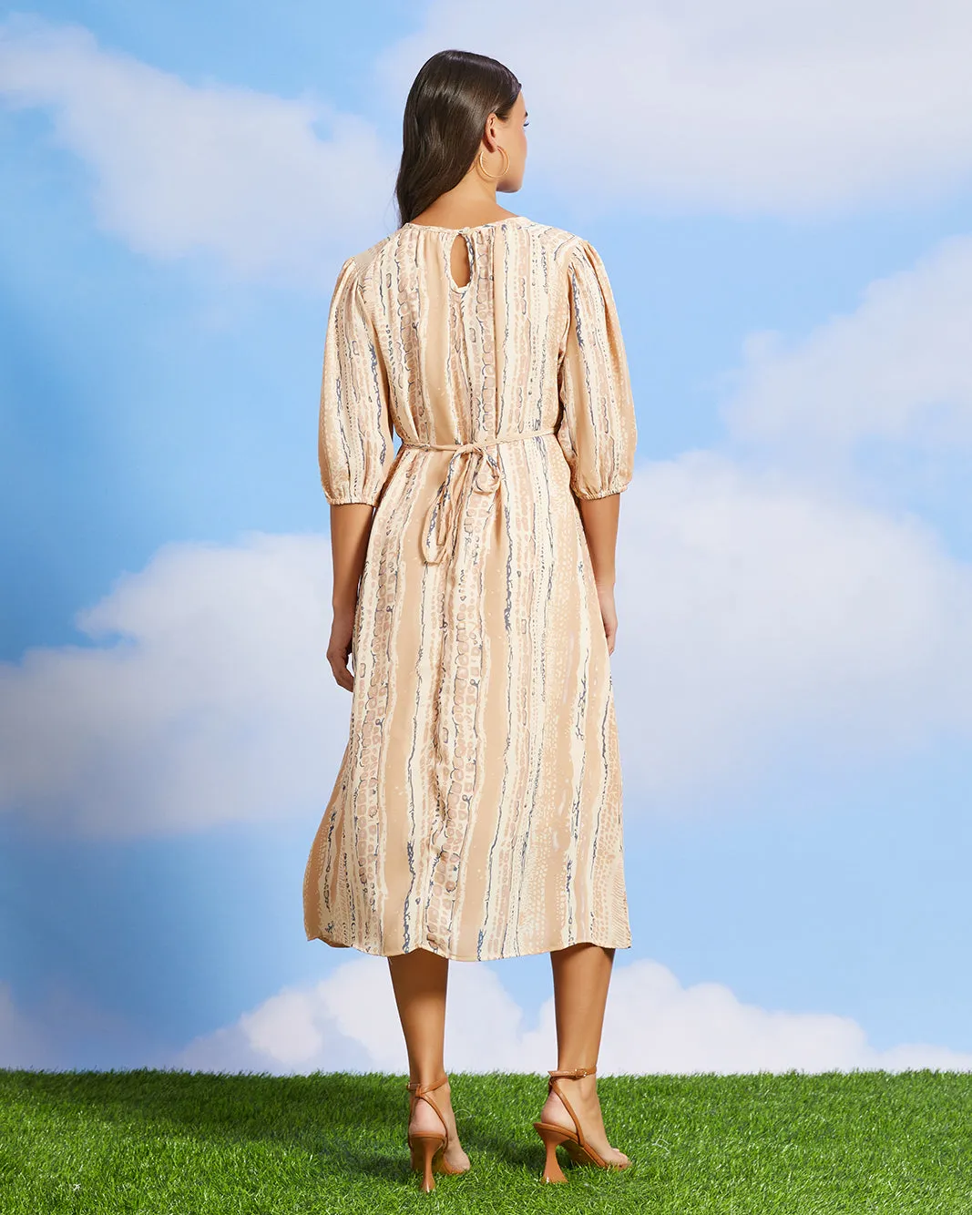 Women Beige Printed Dress sold by Redtag product image thumbnail 3