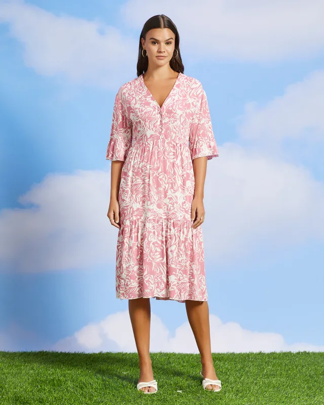 Women Pink Printed Casual Dress sold by Redtag