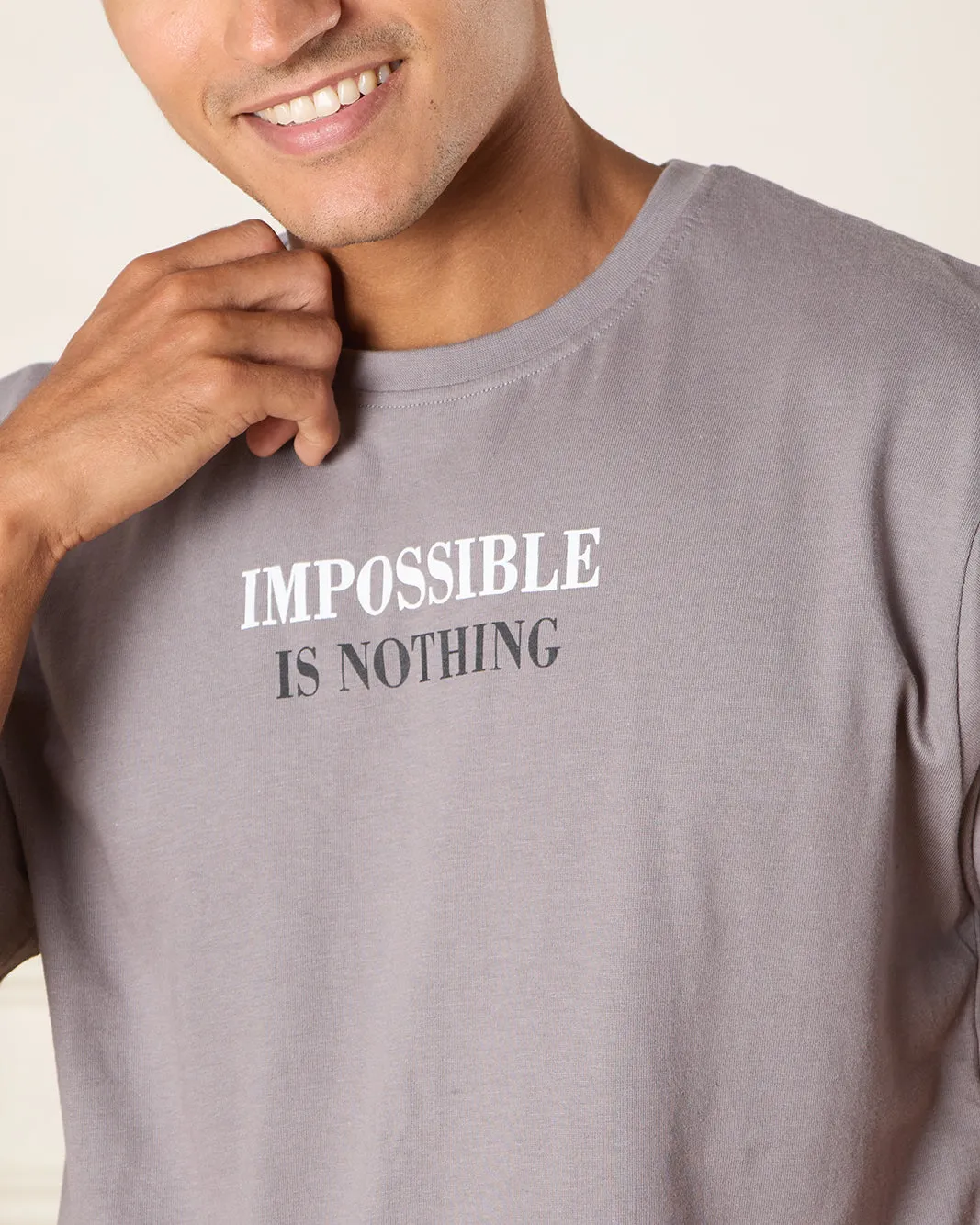 Men Grey Basic T-shirt sold by Redtag product image thumbnail 4
