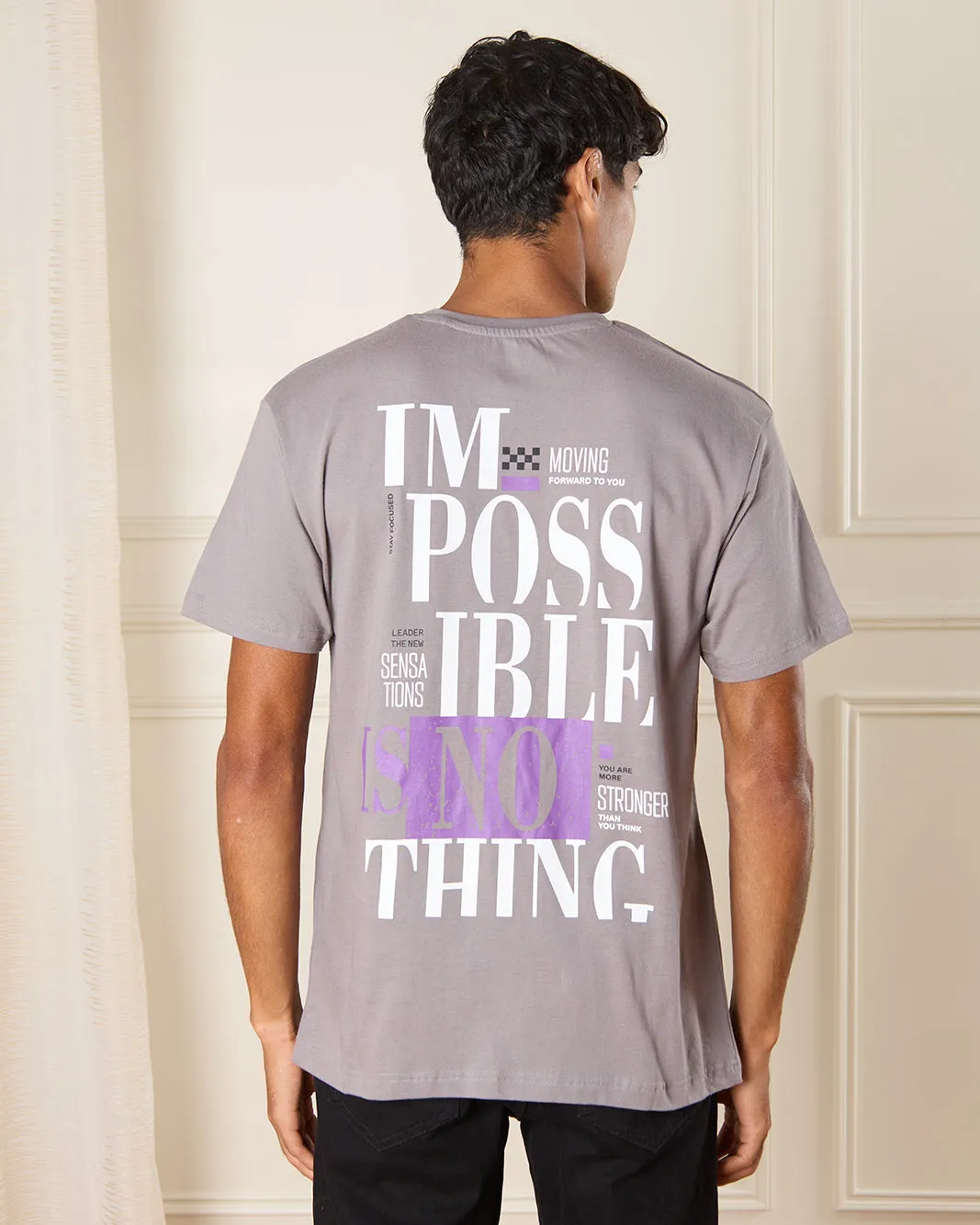Men Grey Basic T-shirt sold by Redtag product image thumbnail 3