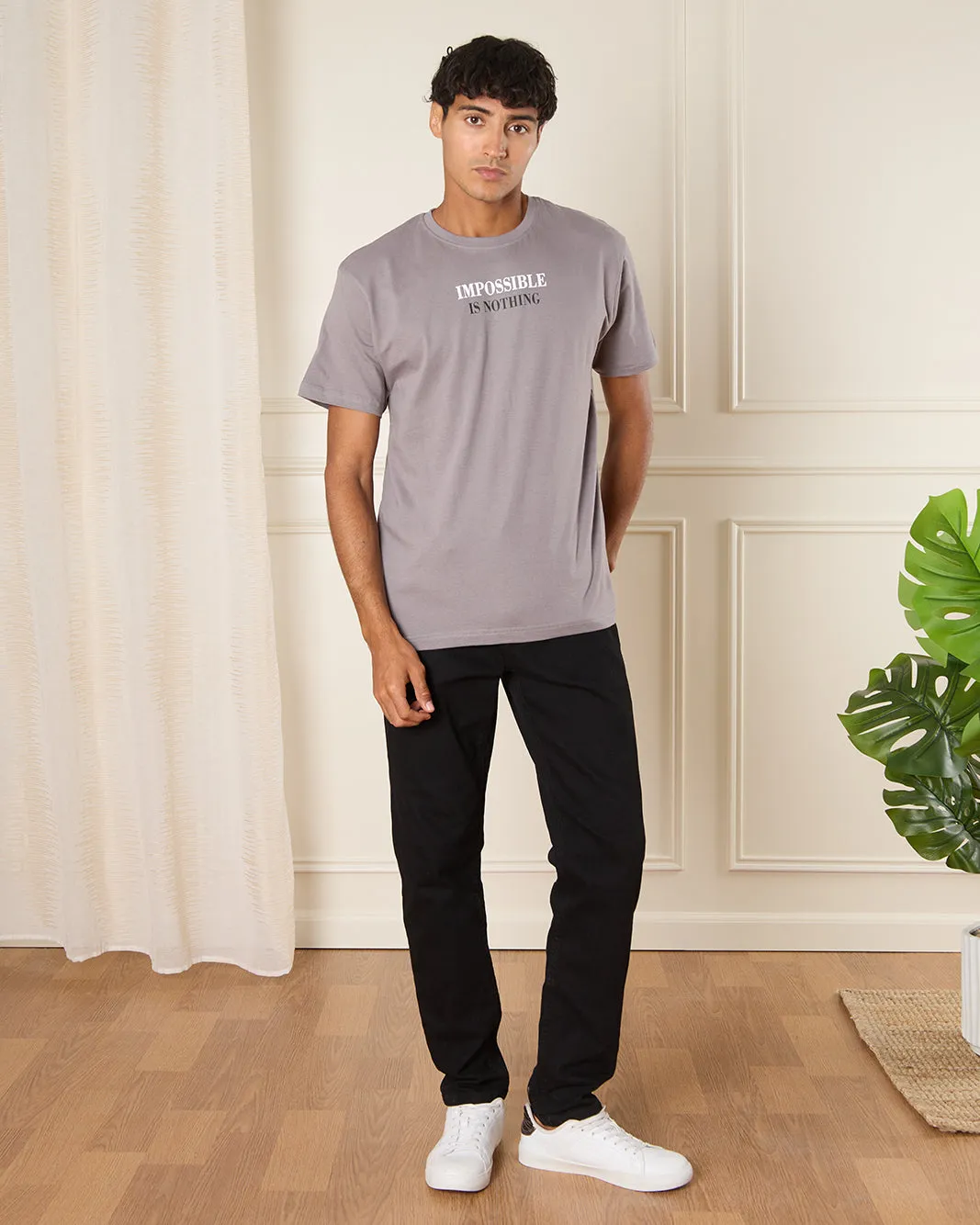 Men Grey Basic T-shirt sold by Redtag product image thumbnail 2