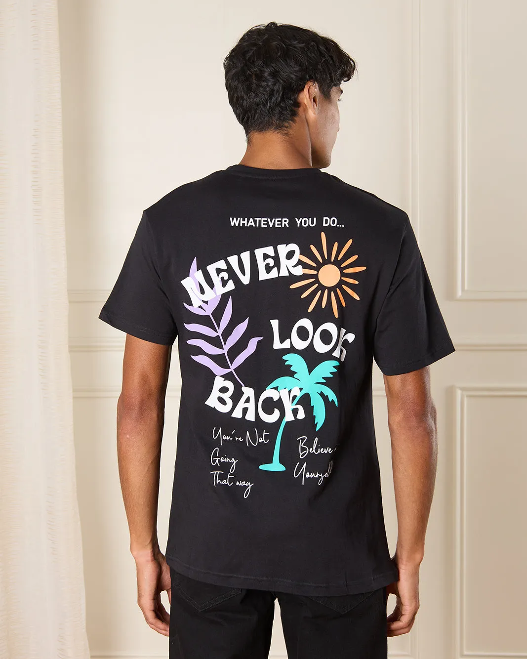 Men Black Basic T-shirt sold by Redtag product image thumbnail 3