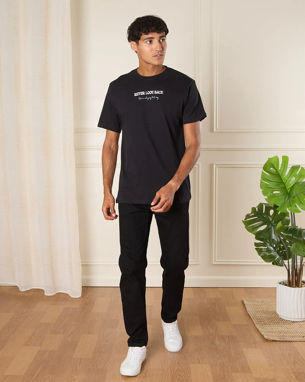 Men Black Basic T-shirt sold by Redtag product image thumbnail 2
