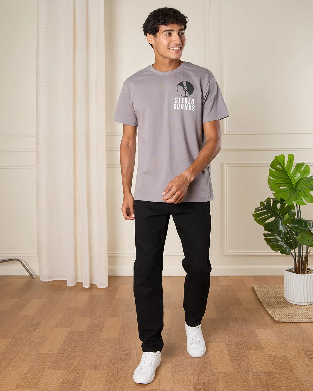 Men Grey Basic T-shirt sold by Redtag product image thumbnail 2