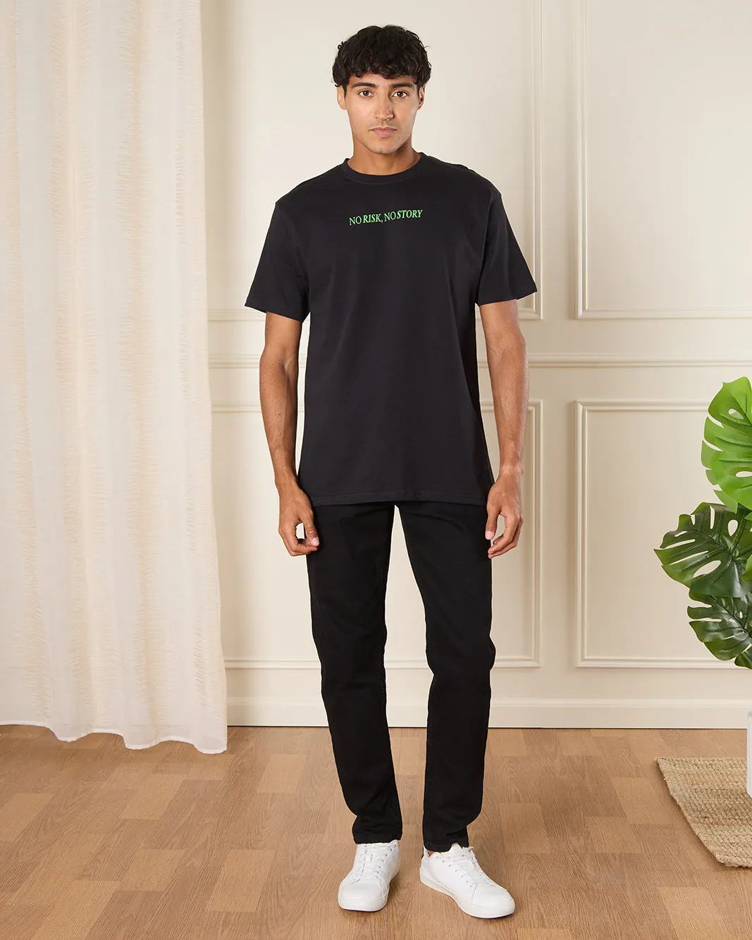 Men Black Basic T-shirt sold by Redtag product image thumbnail 2