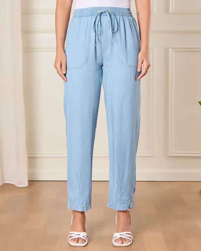Women Blue Wide Leg Casual Trousers sold by Redtag