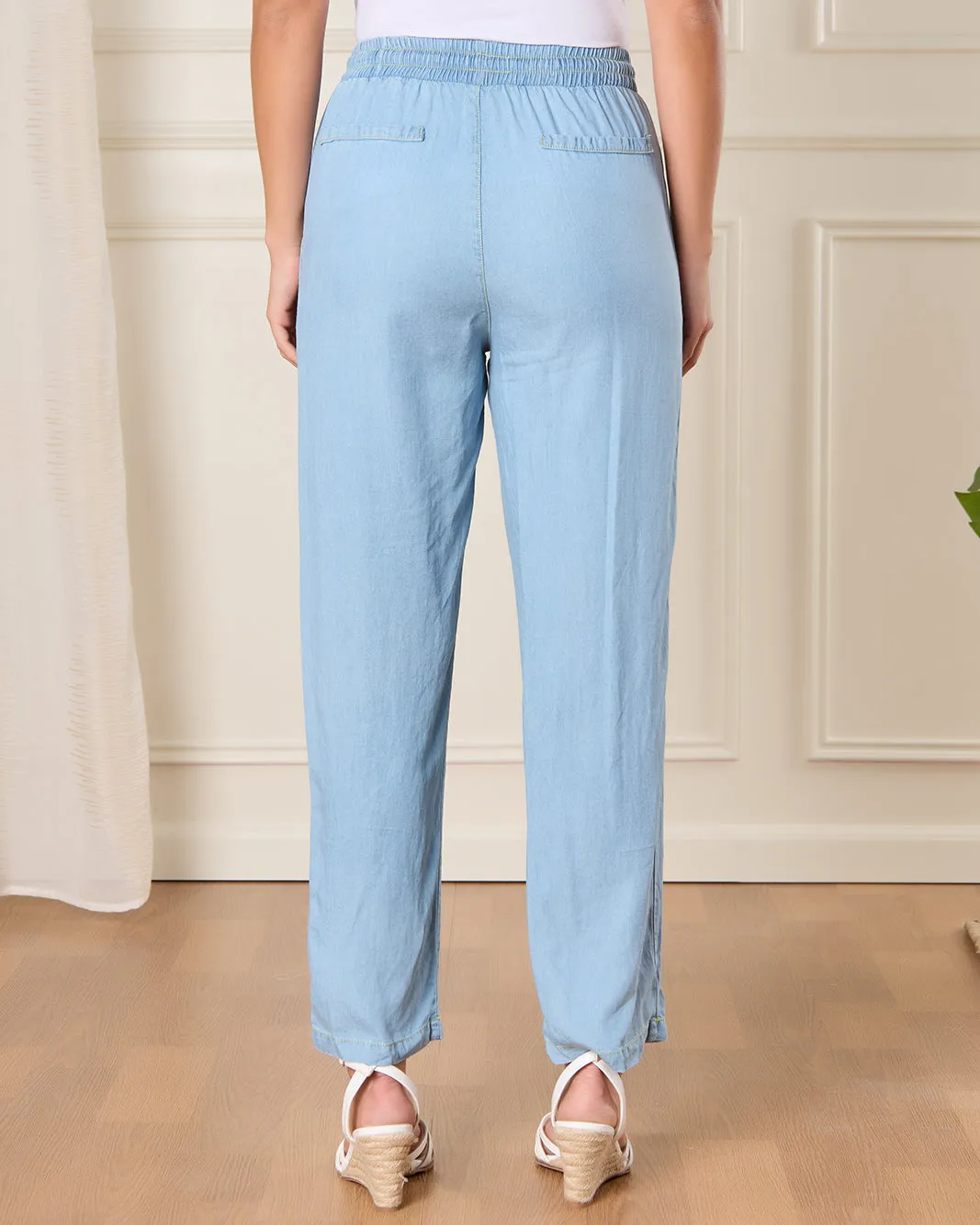 Women Blue Wide Leg Casual Trousers sold by Redtag product image thumbnail 3