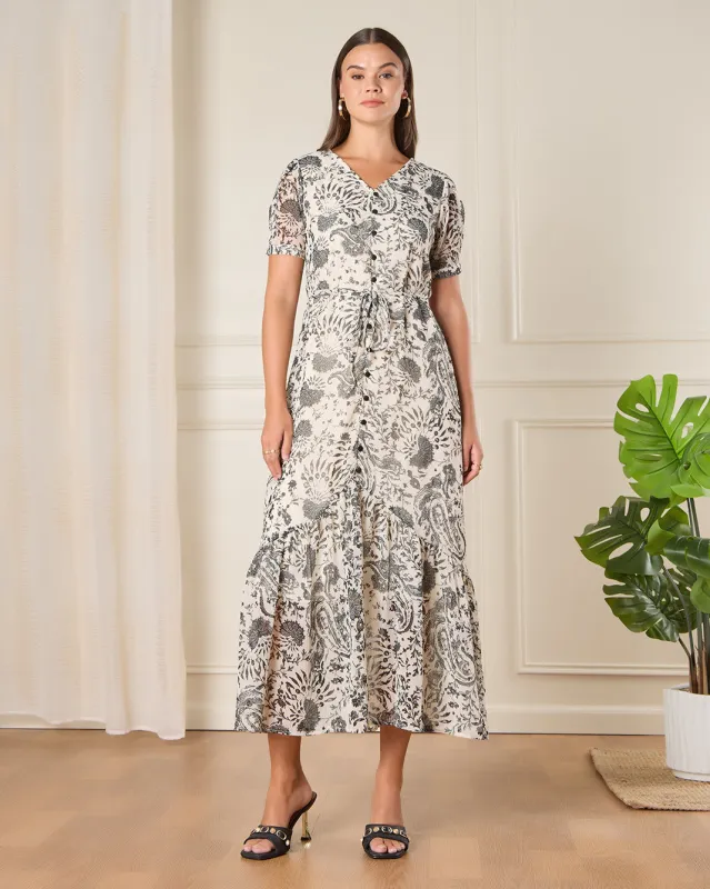 Women Grey Printed  Casual Dress sold by Redtag