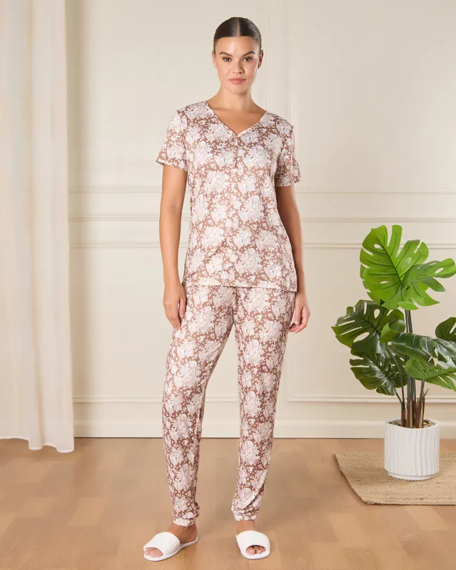 Women Beige Printed Pajama Set (2 Piece) sold by Redtag