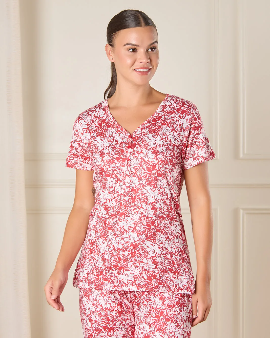 Women Red Printed Pajama Set (2 Piece) sold by Redtag product image thumbnail 2