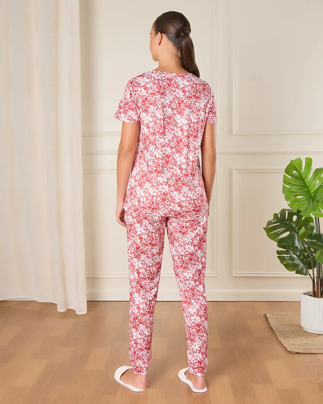 Women Red Printed Pajama Set (2 Piece) sold by Redtag product image thumbnail 4