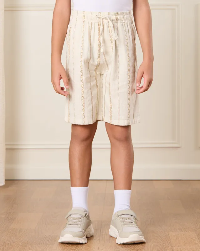 Boys Beige Striped Shorts sold by Redtag
