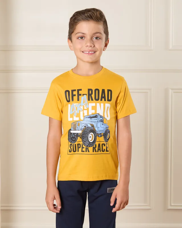Boys Yellow Off-Road Print T-Shirt sold by Redtag