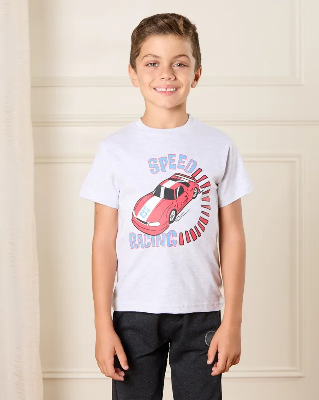 Boys White Car Print T-Shirt sold by Redtag