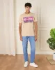 Men Beige Graphic T-Shirt sold by Redtag