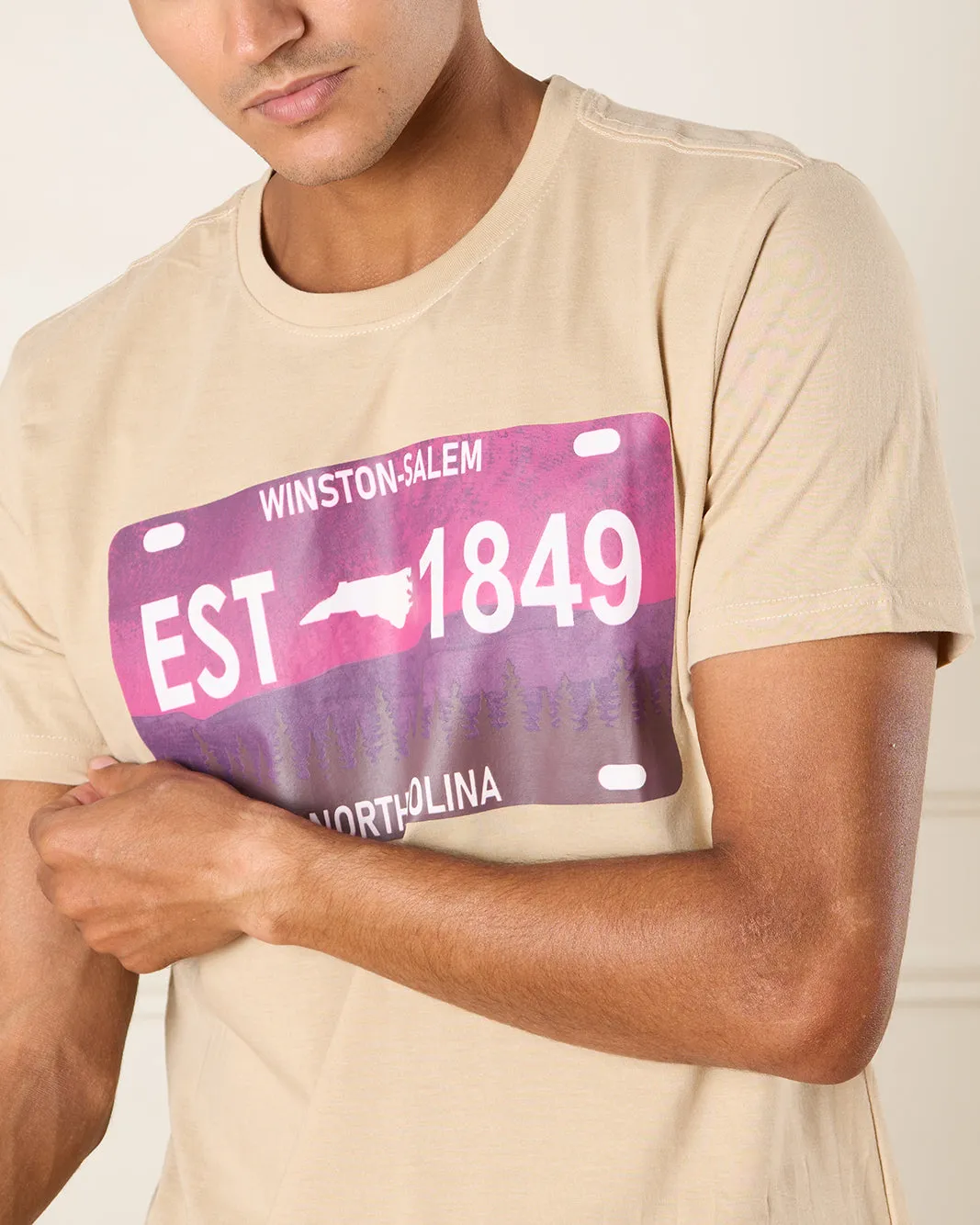 Men Beige Graphic T-Shirt sold by Redtag product image thumbnail 4