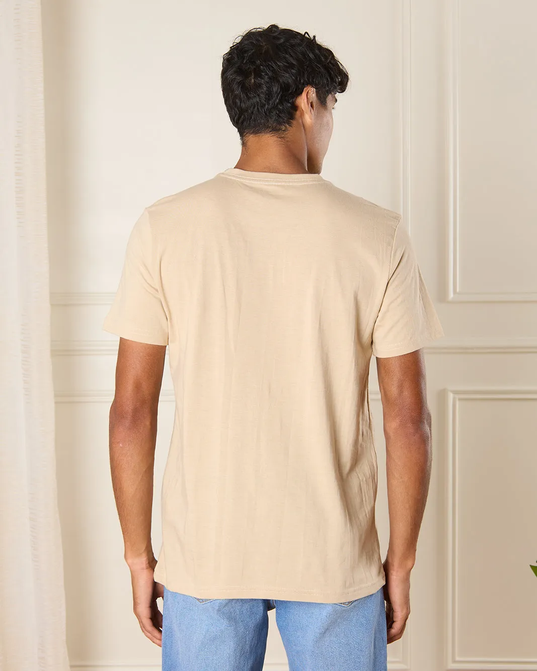 Men Beige Graphic T-Shirt sold by Redtag product image thumbnail 3